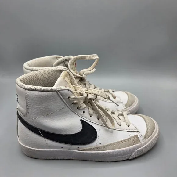 Nike Blazer Mid 77 White / Black Swoosh Youth Sneakers Shoes Size 5.5 Y - Picture 4 of 12